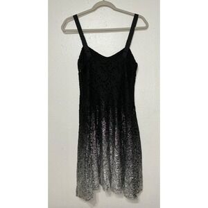 Free People Black Lace Metallic Fit & Flare Dress Women M Fairycore Whimsygoth